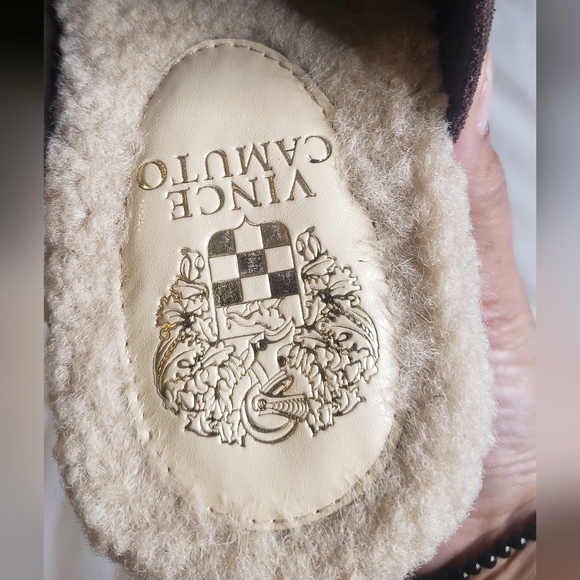 Vince Camuto Canzenee Sherpa Women  7.5 Brown Suede Wooden Wedge Heel Clog Shoes - Picture 15 of 16